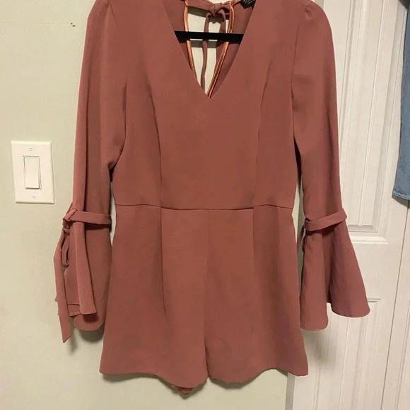 TOPSHOP | Princess Polly Dusty Rose Pink Romper with Flare Sleeve - Size 6 - Picture 5 of 9